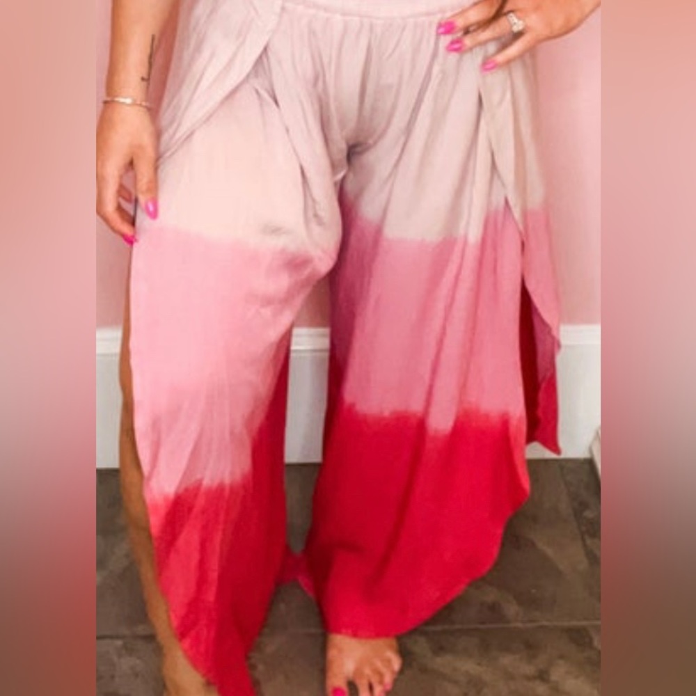 White Birch Pink Ombré Flowy Pants